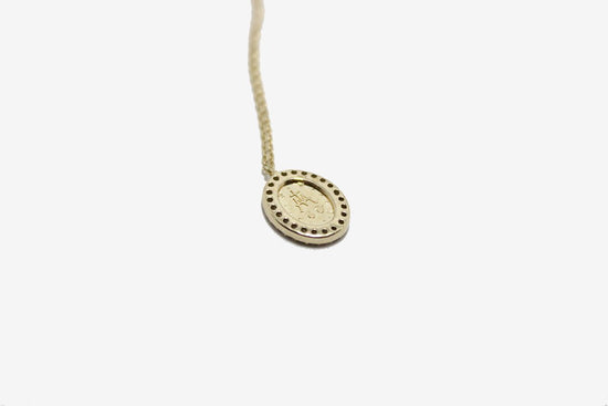 14k Gold Diamond Miraculous Medal Necklace