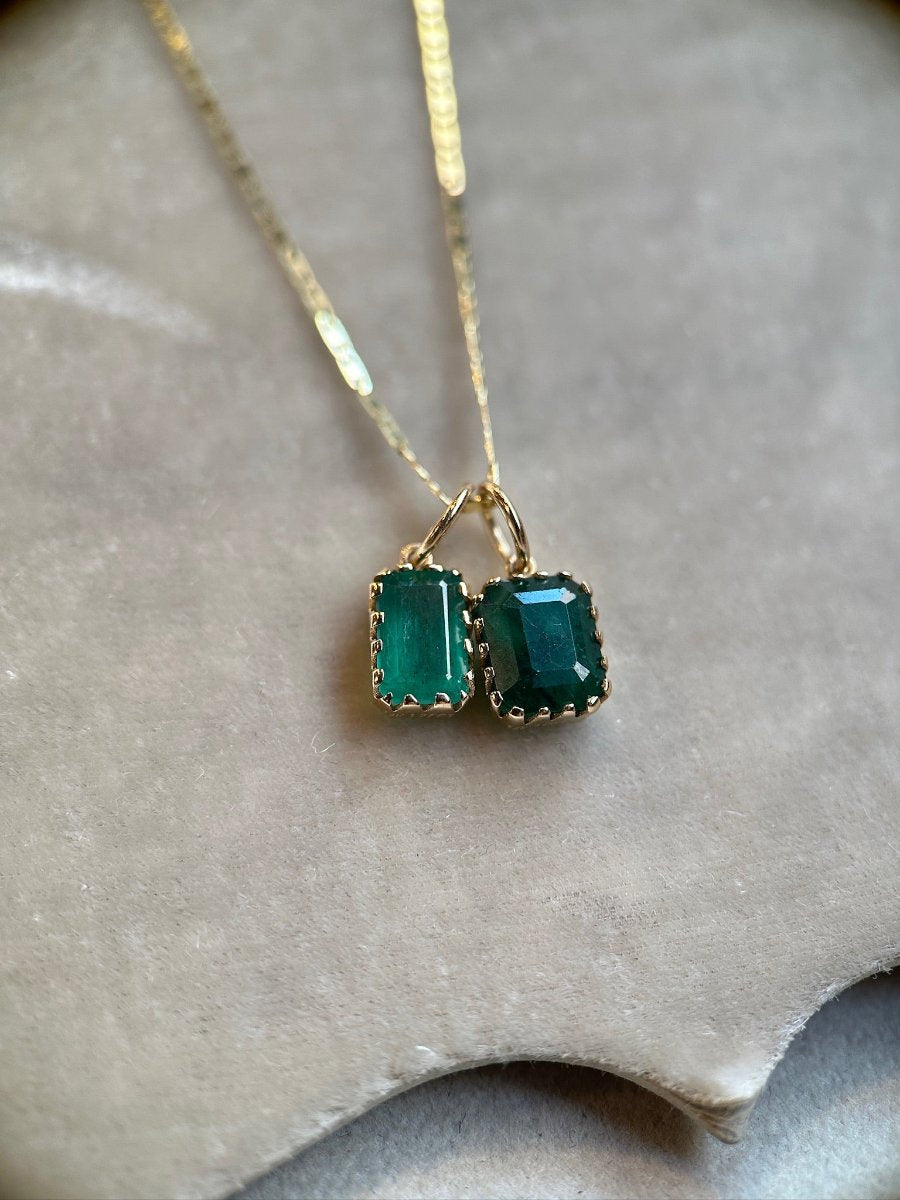 14k Gold Emerald Charm