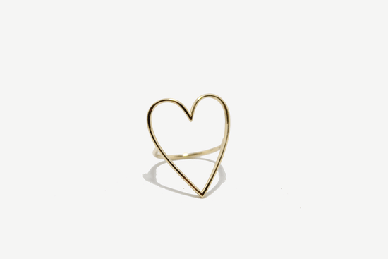 14k Gold Large Open Heart Ring