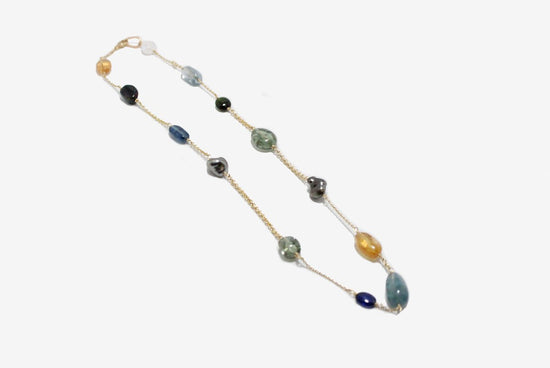 14k Gold One of a Kind Gemstone Confetti Necklace