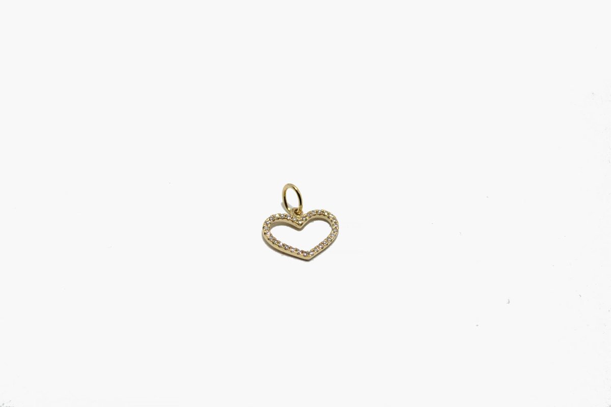 14k Gold Open Diamond Heart Charm