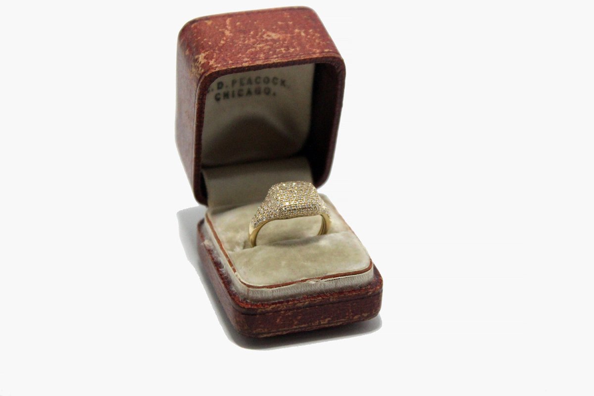 14k Gold Pavé Diamond Pinky Ring