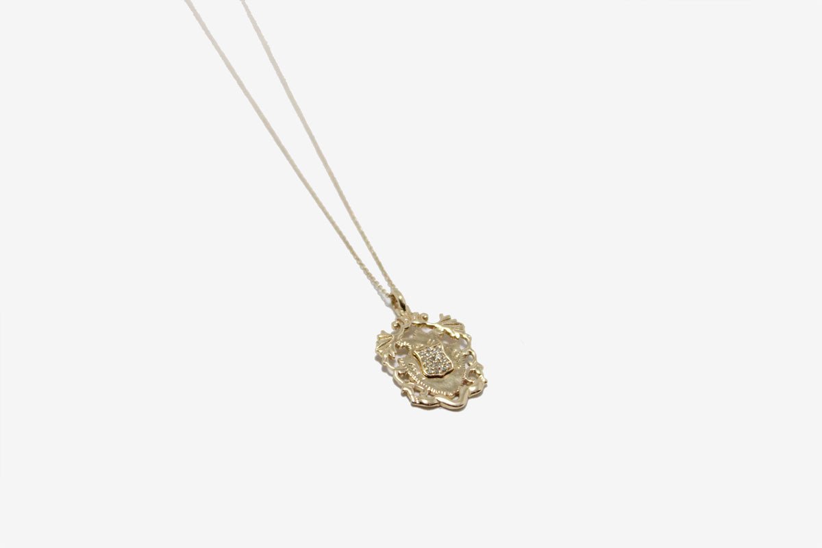 14k Gold Shield Pendant Necklace