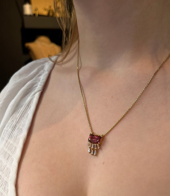 14k Gold Tourmaline + Diamond Electra Necklace