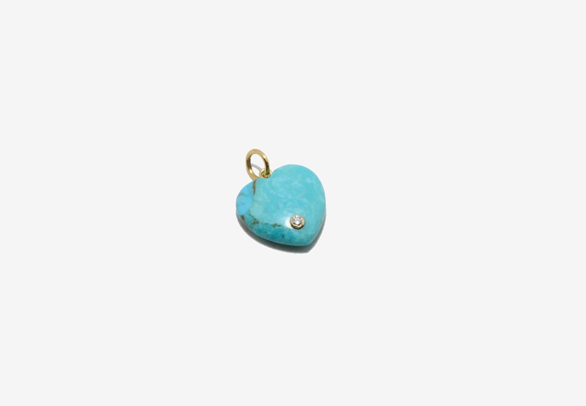 14k Gold Turquoise Diamond Heart Pendant