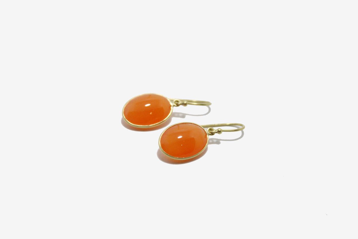 18k Gold Carnelian Small Oval Earrings