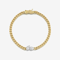 18k Gold Poppy Two Tone Curb Bracelet