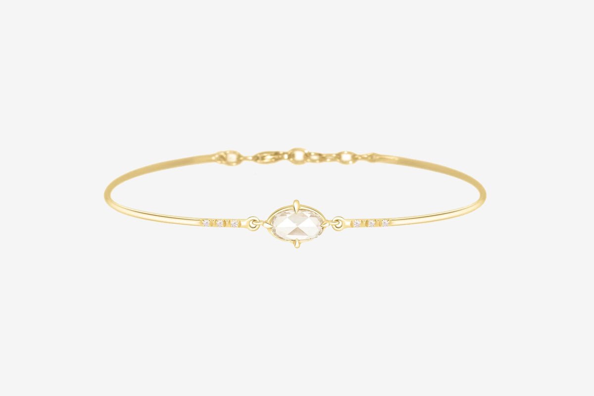 18k Gold Rose - cut Diamond Bangle