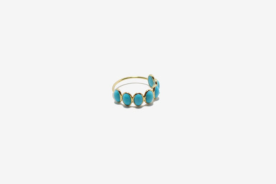 18k Gold Seven Stone Turquoise Ring