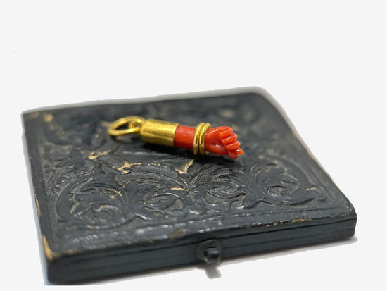 Load image into Gallery viewer, 24k Gold Coral Figa Pendant
