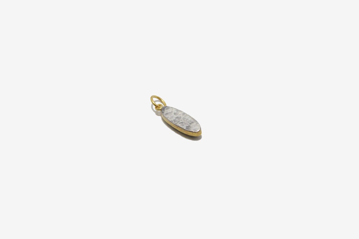 24k Gold + Silver Thin Oval Hematite Pendant