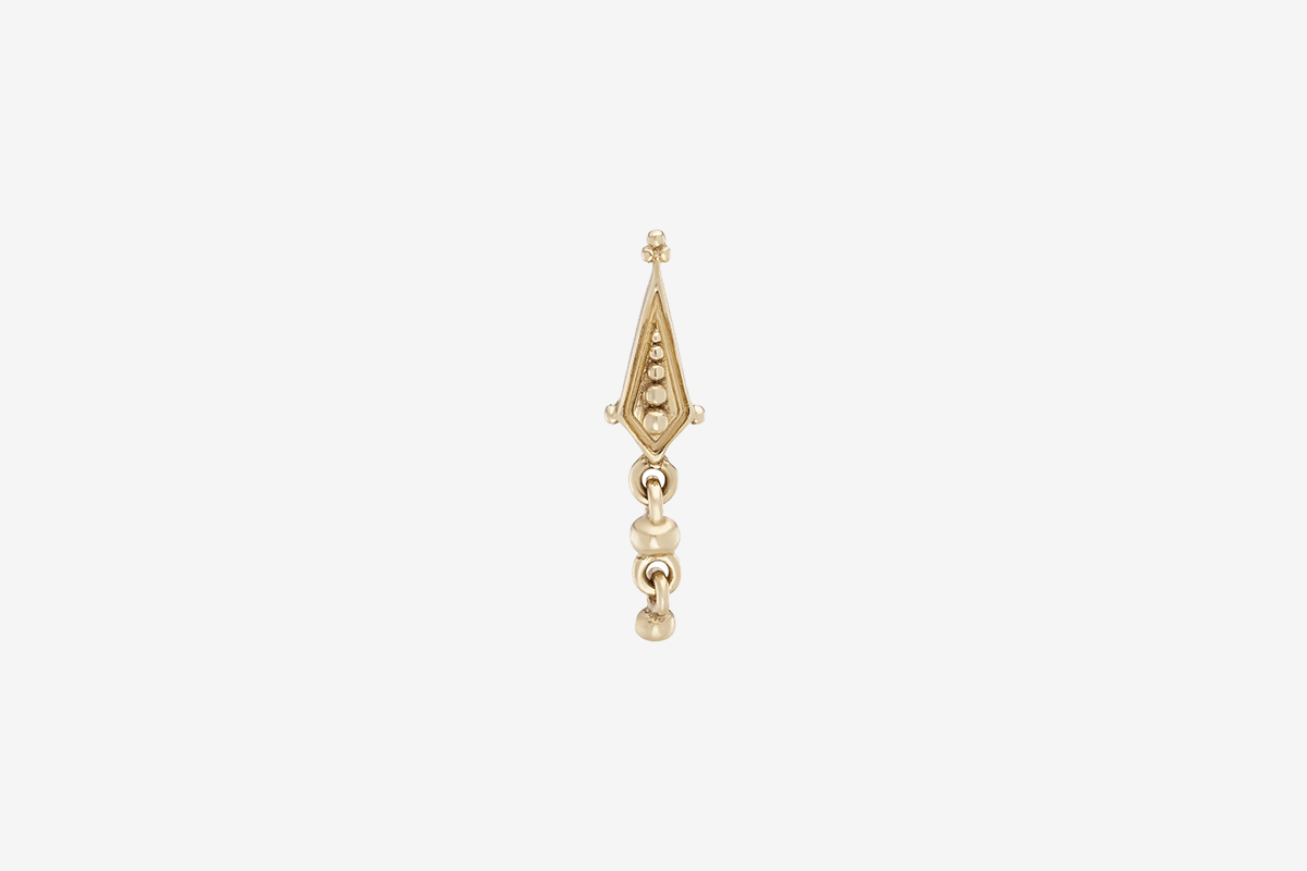 9k Gold Dala Droplet Beaded Stud - Single Earring