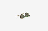 9k Gold Labradorite & Emerald Trillion Drop Earrings