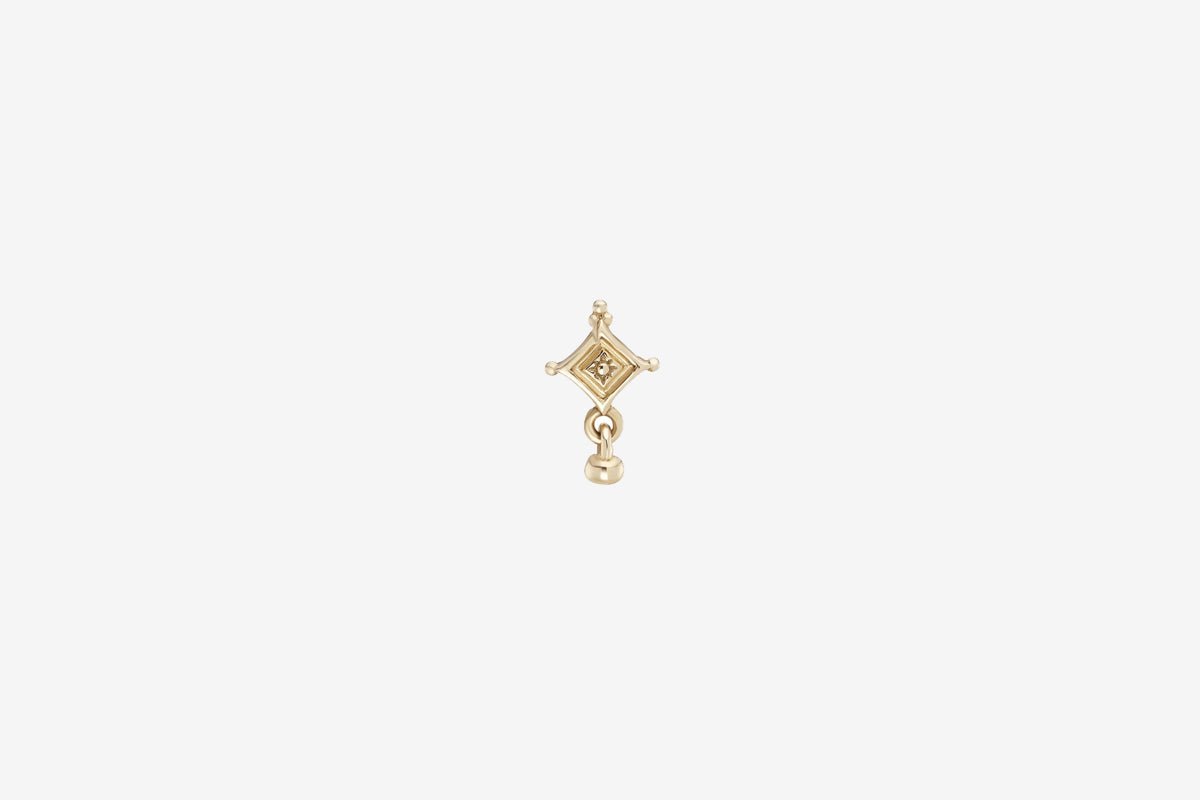 9k Gold Princess Dala Droplet Beaded Stud - Single Earring