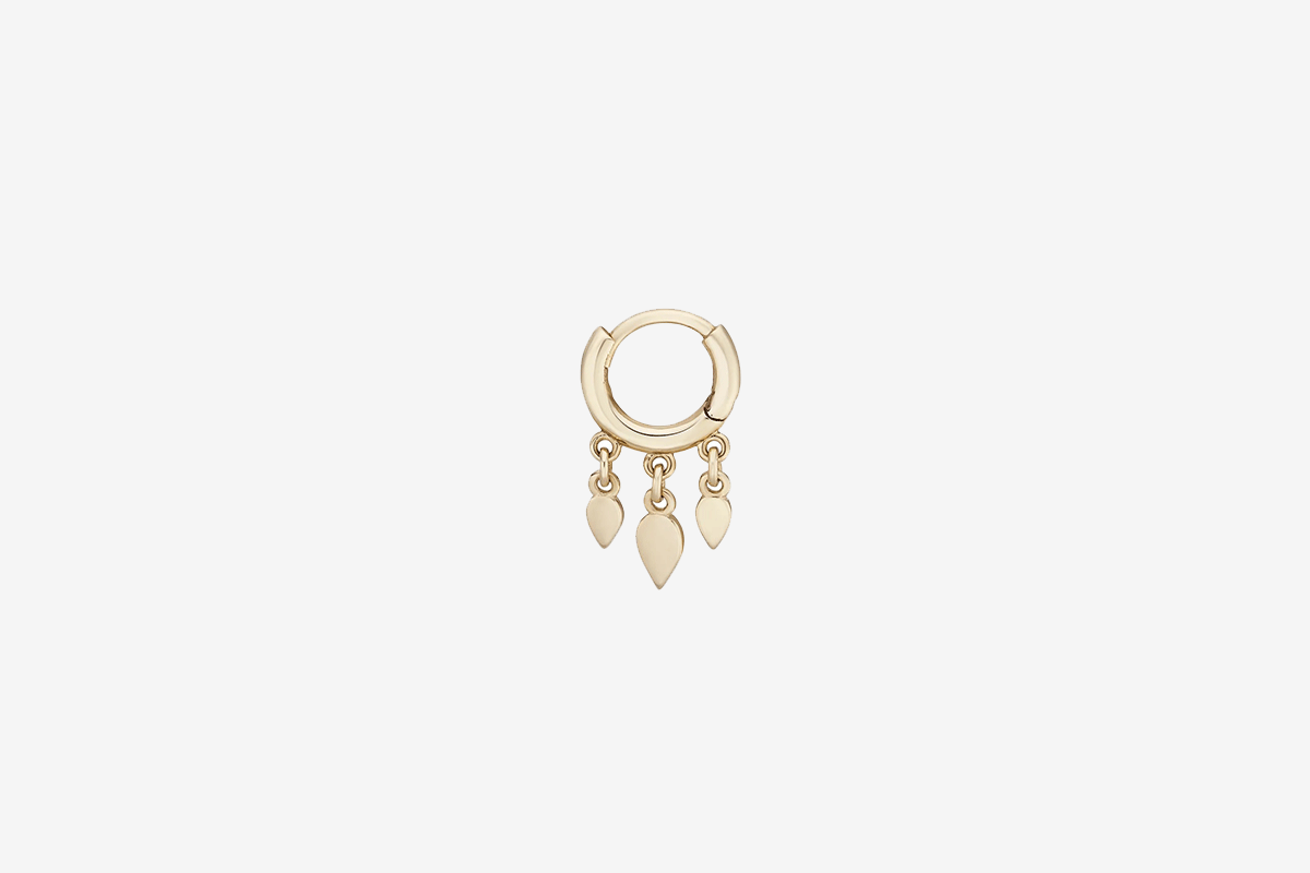 9k Gold Trio Tear Tassel Hoop - Single Earring