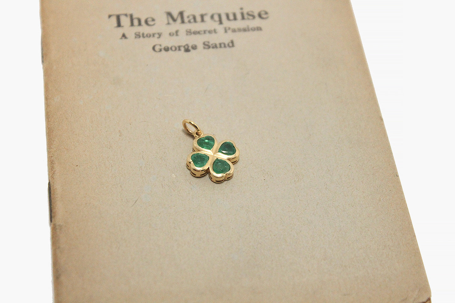 14k Gold Emerald Clover Pendant