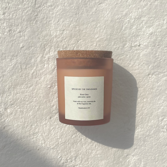 Rose Otto, Palo Santo + Grass Handcrafted Scented Soy Candle