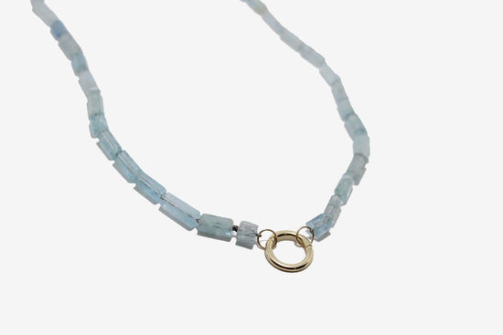 Beaded Aquamarine Open End Necklace