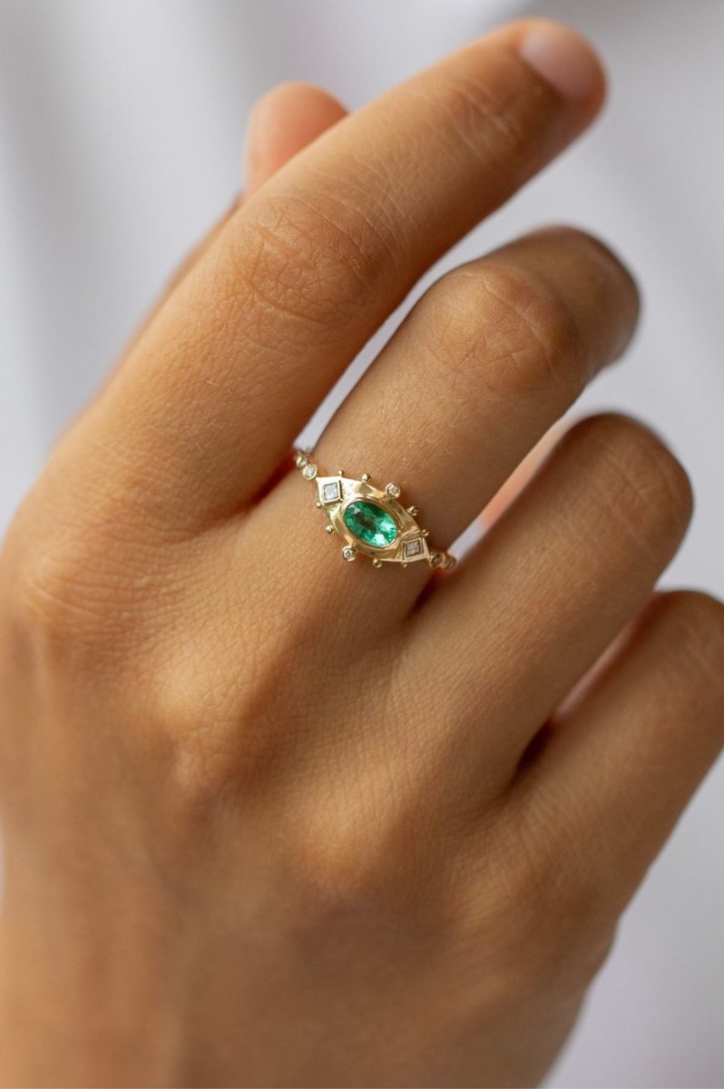 Celine Daoust Emerald + Diamonds Eye Ring