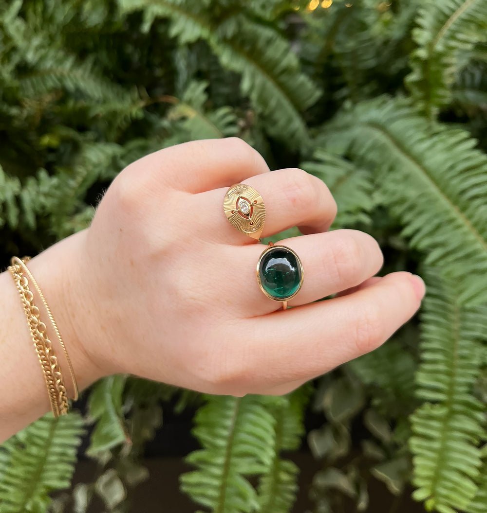 Celine Daoust Green Tourmaline Cabochon Faye Ring