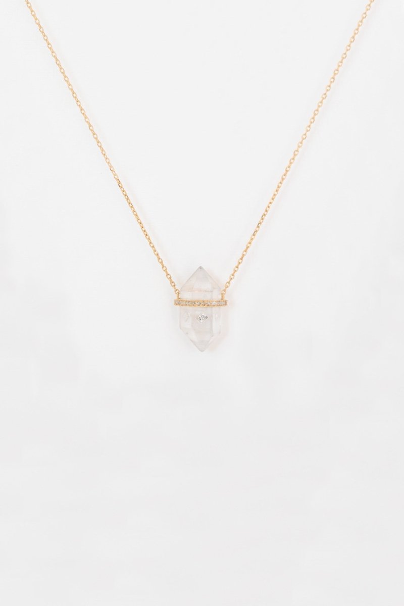 Celine Daoust Rough Pencil Quartz Crystal Diamond Necklace