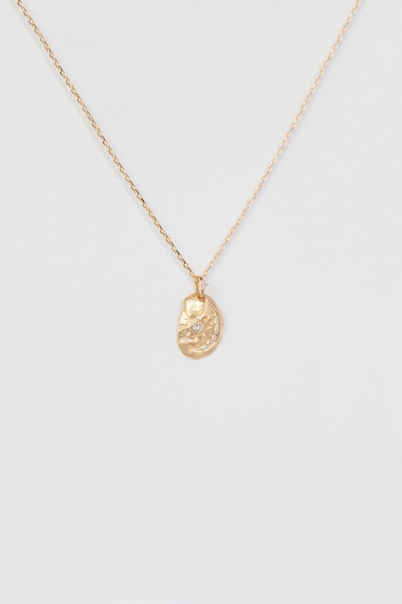 Celine Daoust Sun and Diamond Moon Shell Necklace