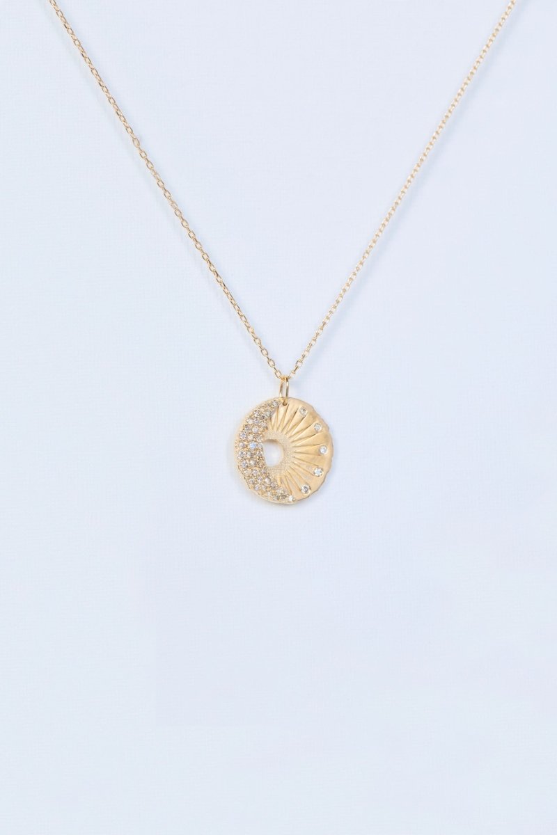 Celine Daoust Sun and Diamonds Moon Medallion Necklace