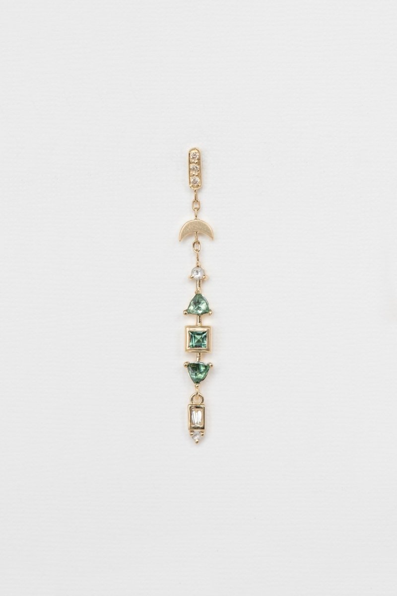 Celine Daoust Tourmaline Moon Crescent and Diamonds Earrings