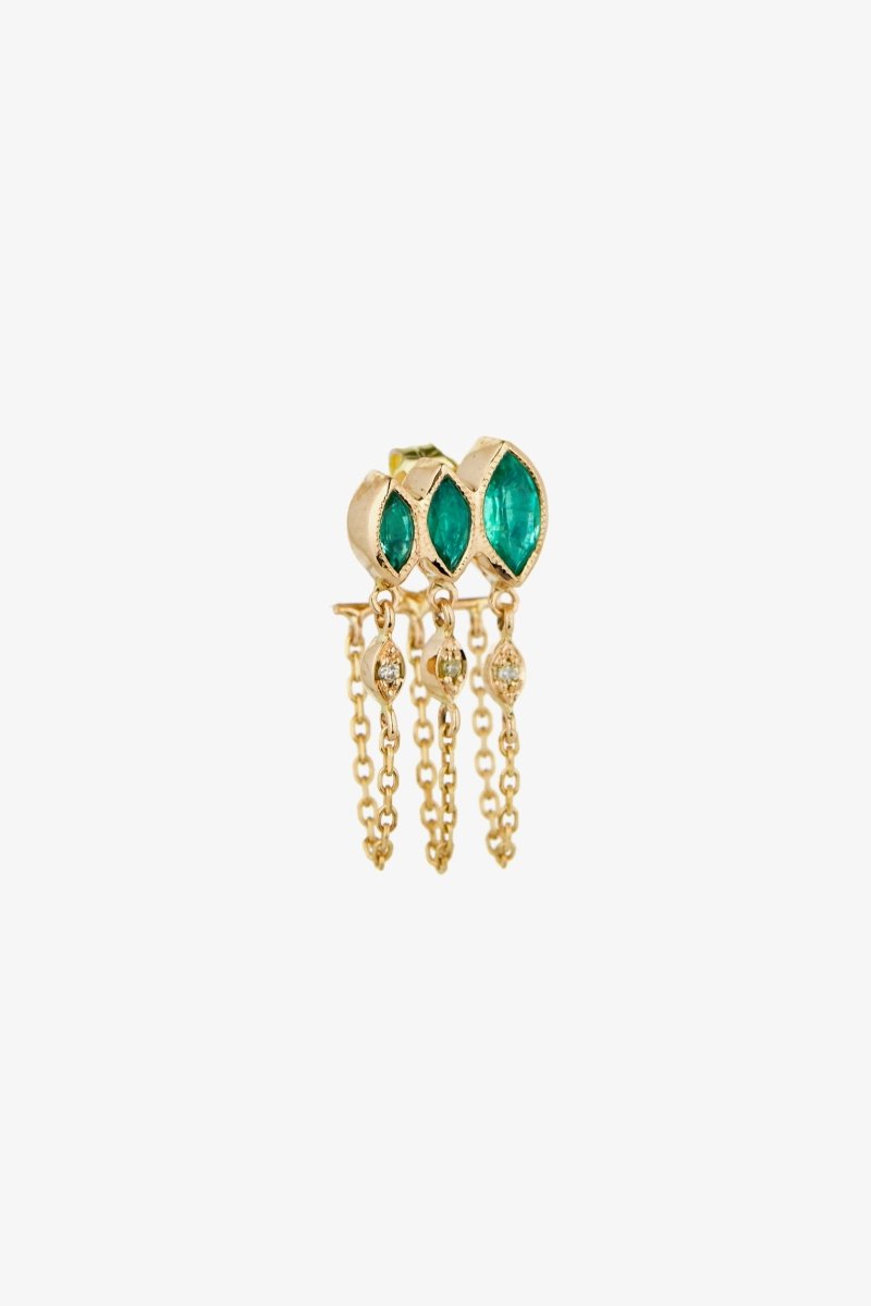 Celine Daoust Triple Marquise Emerald & Diamond Chain Earrings