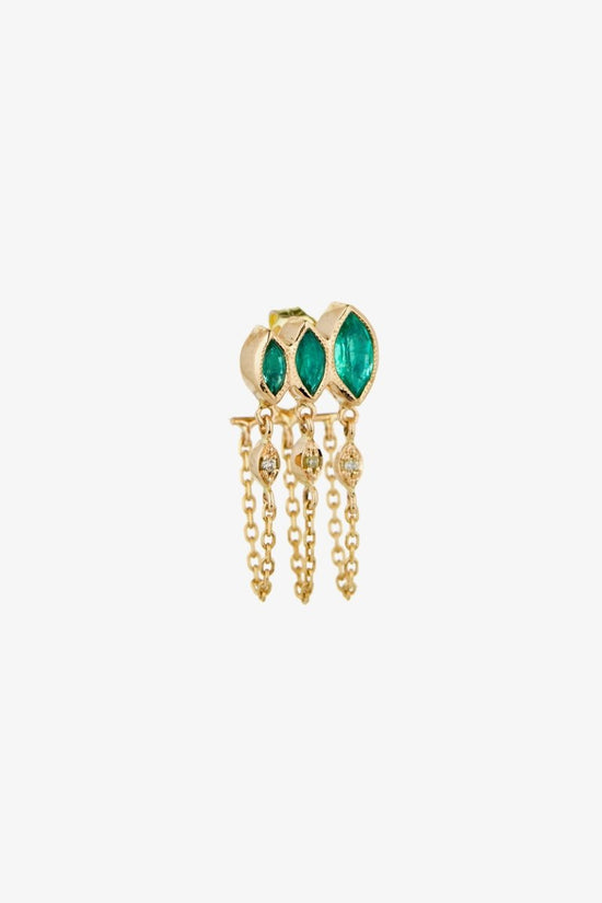 Celine Daoust Triple Marquise Emerald & Diamond Chain Earrings