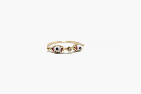 Dorette 18k Gold Double Eye Diamond Ring