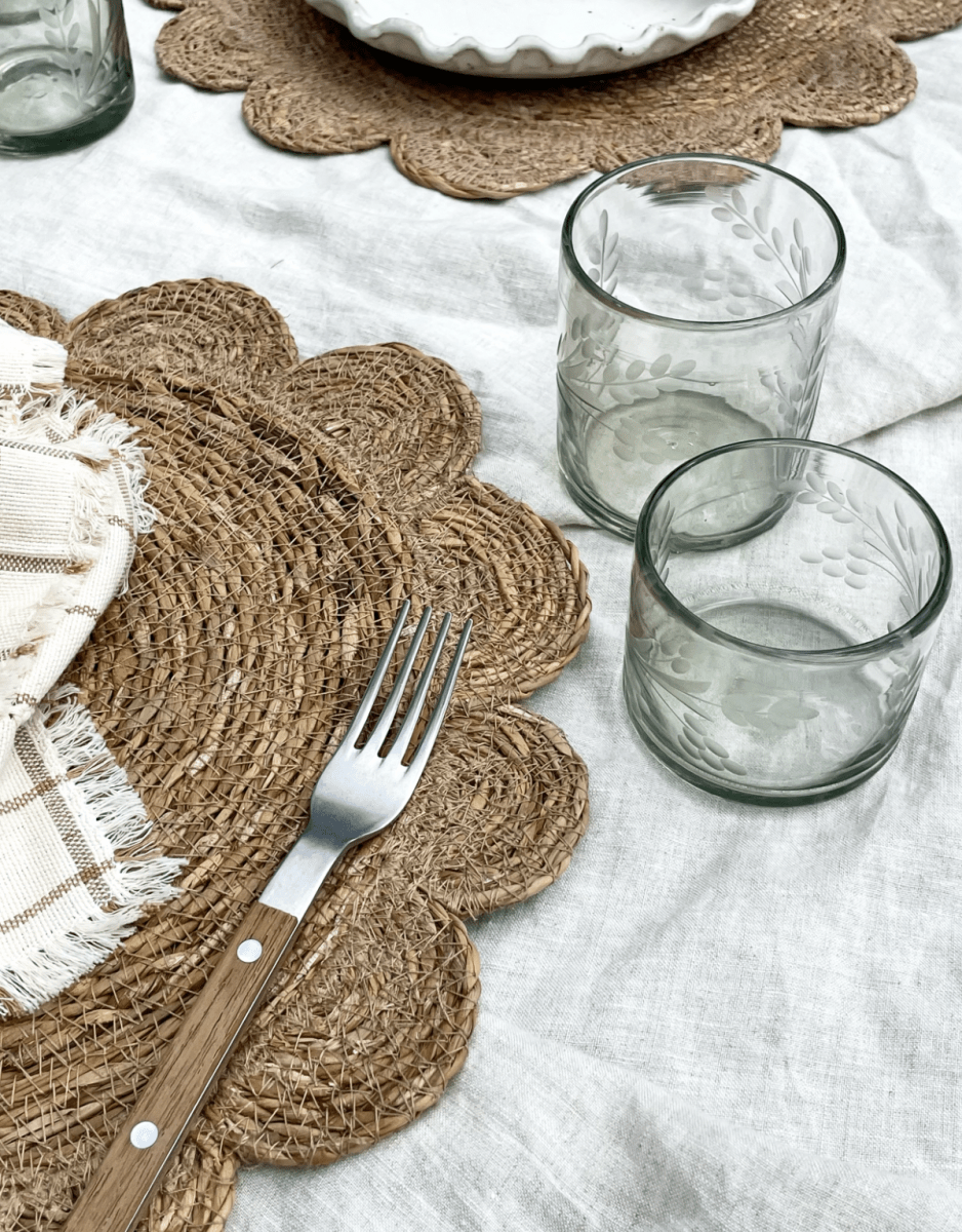 Hand - etched Blown Tumbler Glass