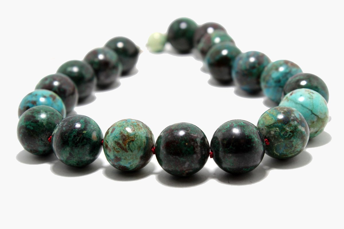 Hand - Knotted Chrysocolla Statement Necklace