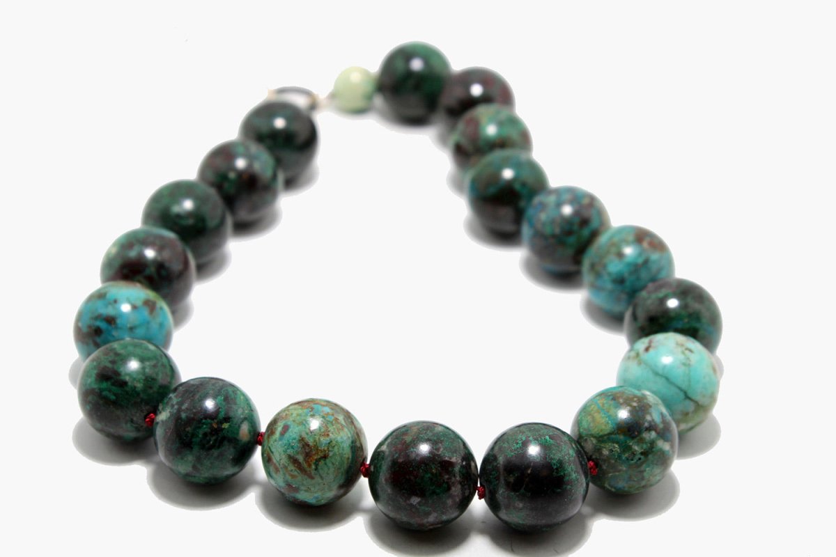 Hand - Knotted Chrysocolla Statement Necklace