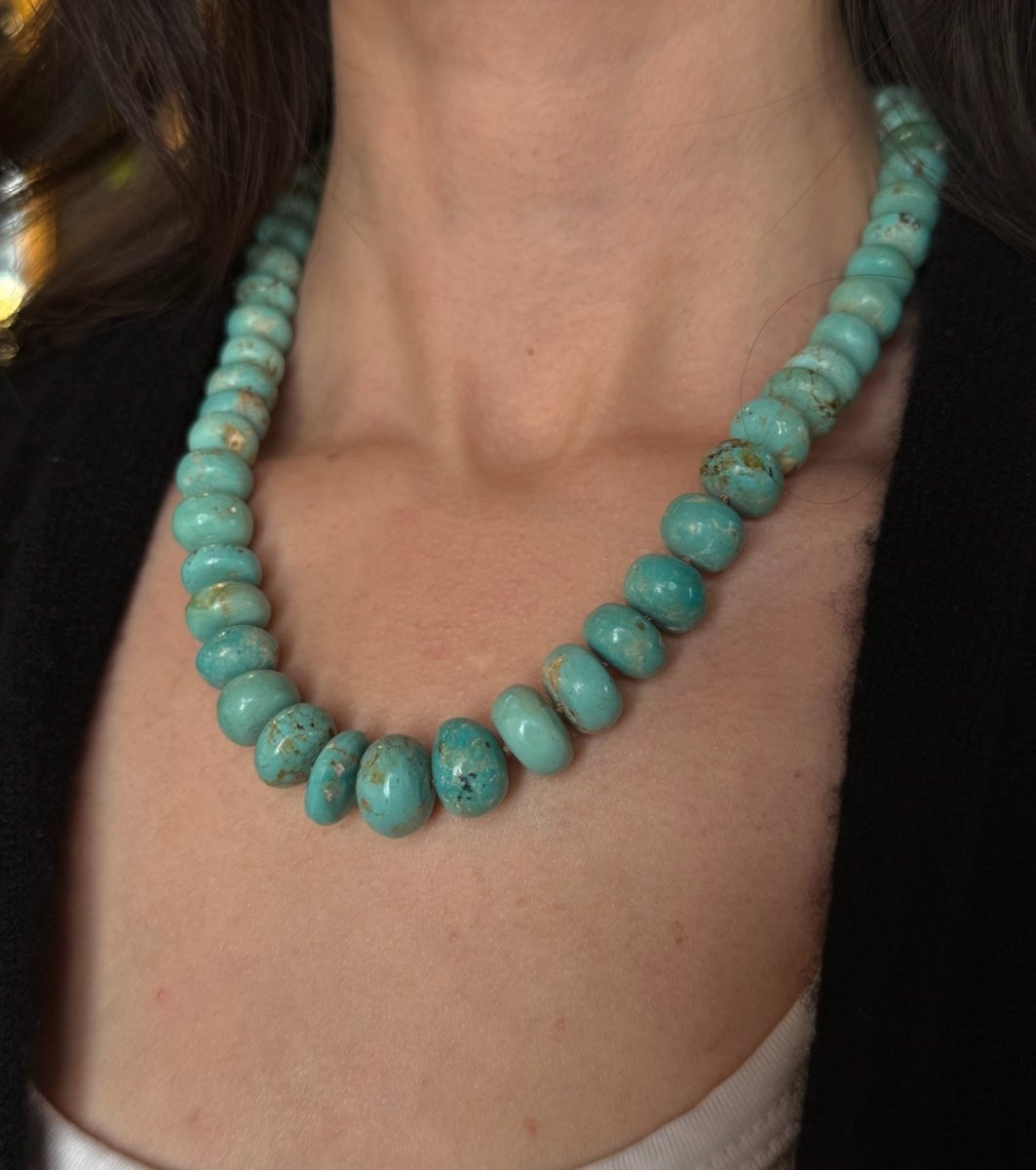 Hand - Knotted Turquoise Bead Necklace