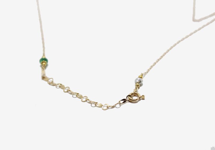 One of a Kind 18k Gold Diamond + Emerald Necklace