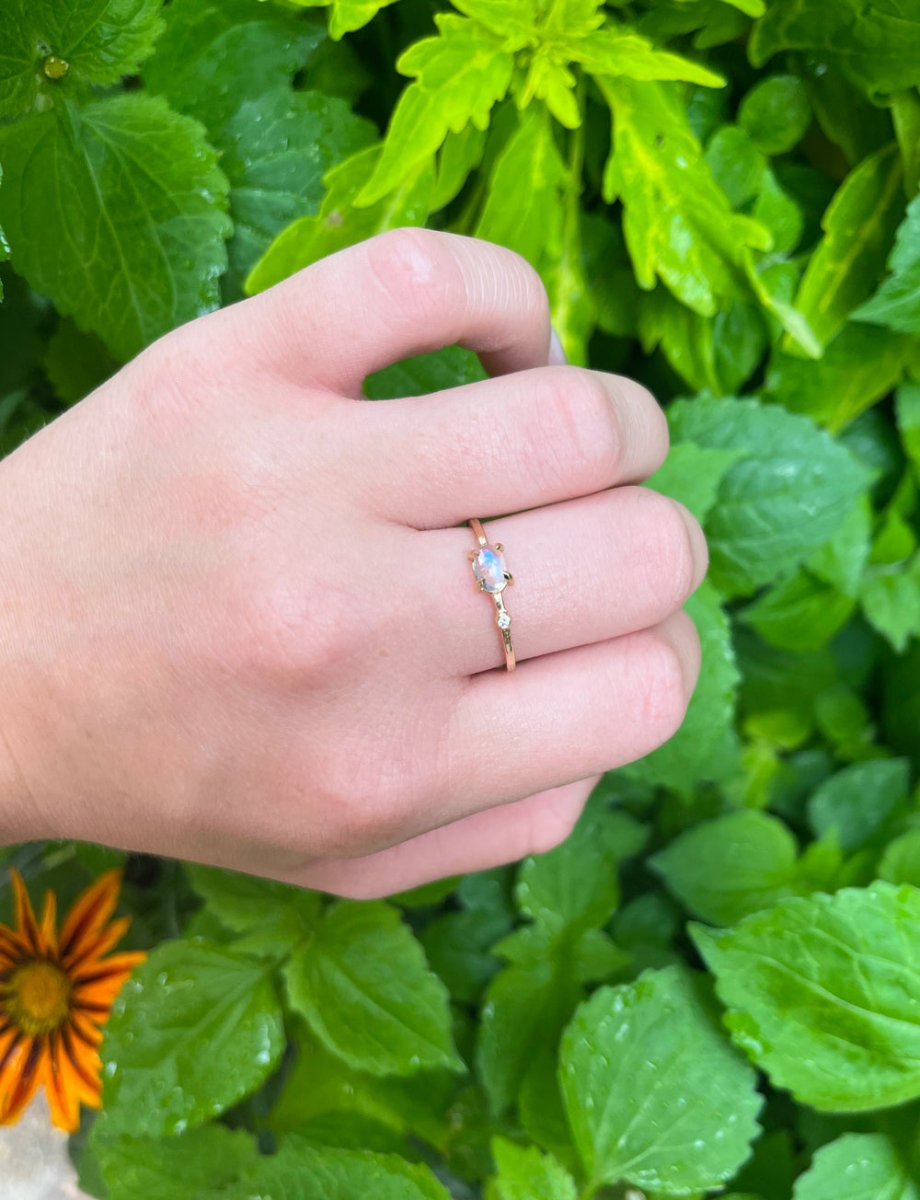 Petite Baleine 14k Moonstone Wink Ring