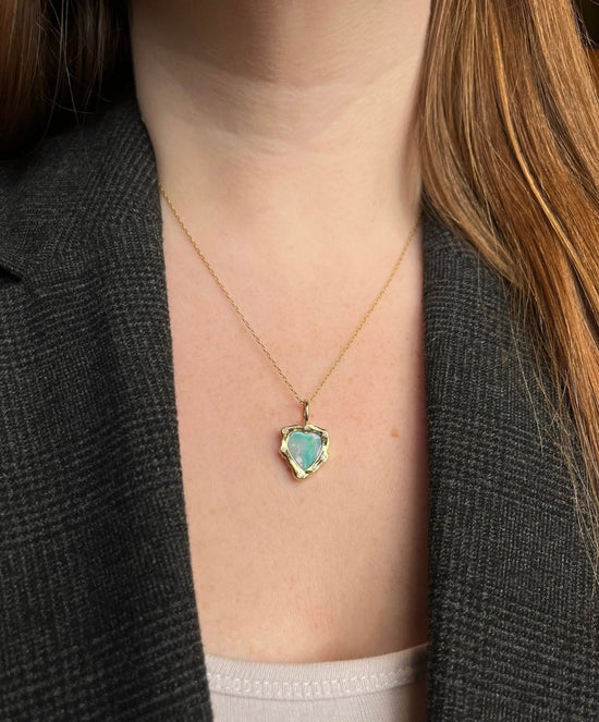 Petite Baleine 18k Opal Rebel Heart No 2 Necklace