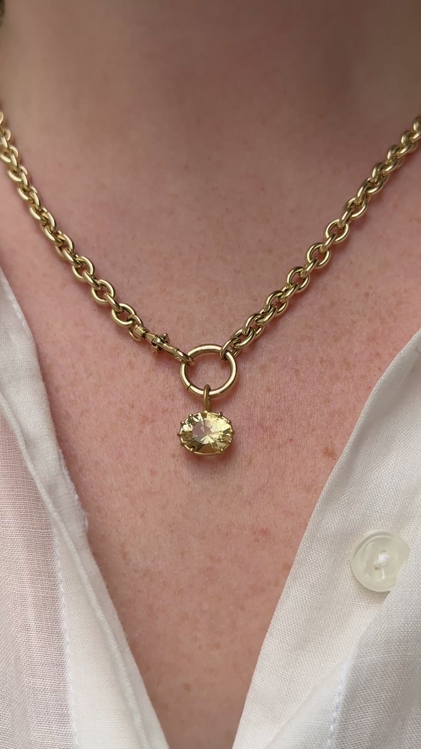 18k Gold Citrine Basket Pendant