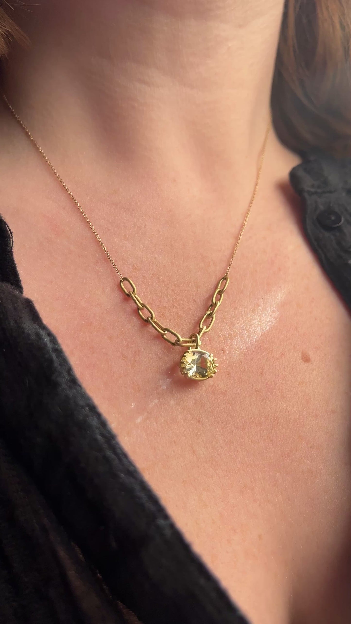 18k Gold Citrine Basket Pendant