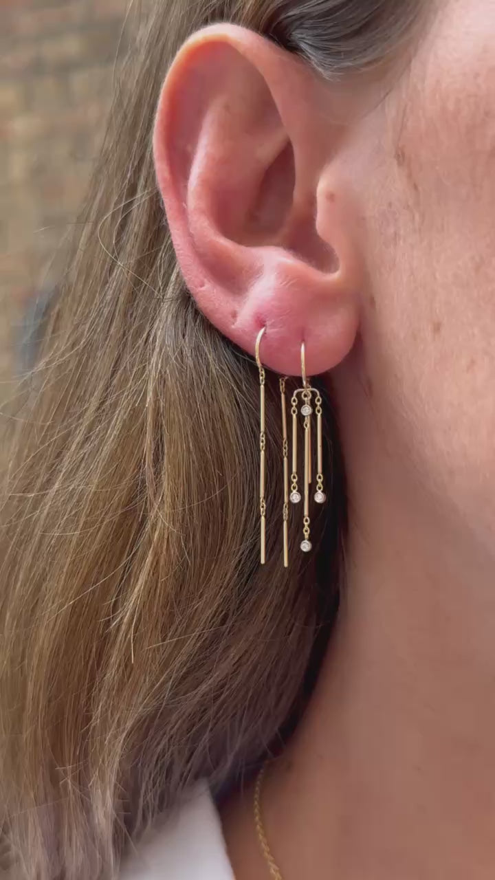 14k Gold Bar Chime - Single Earring