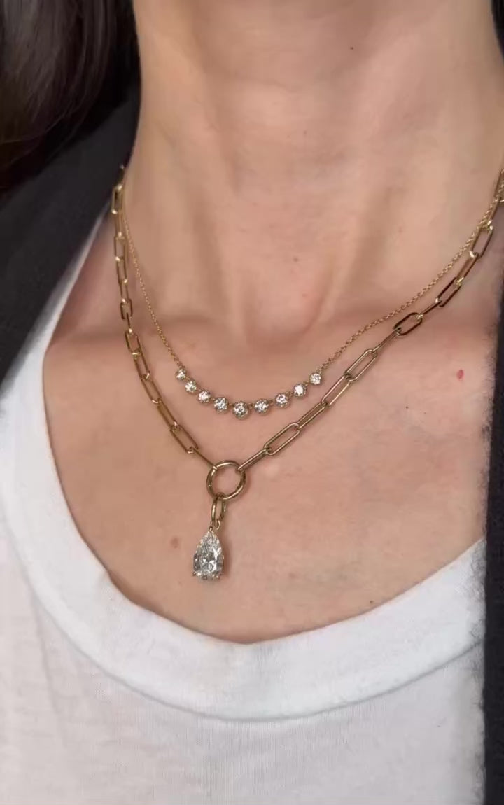 14k Gold Round Lab Diamond Necklace