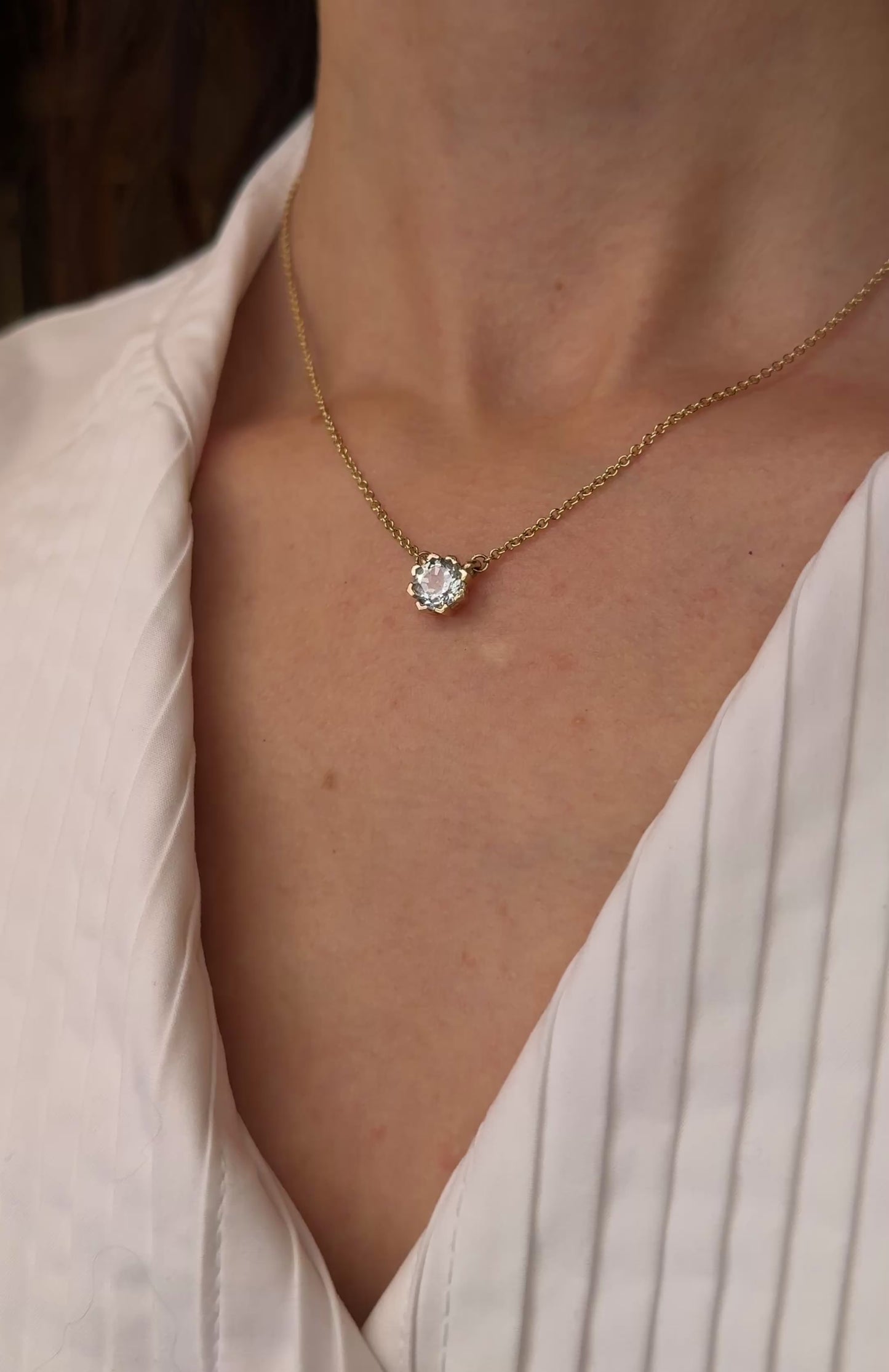 14k Gold White Topaz Necklace