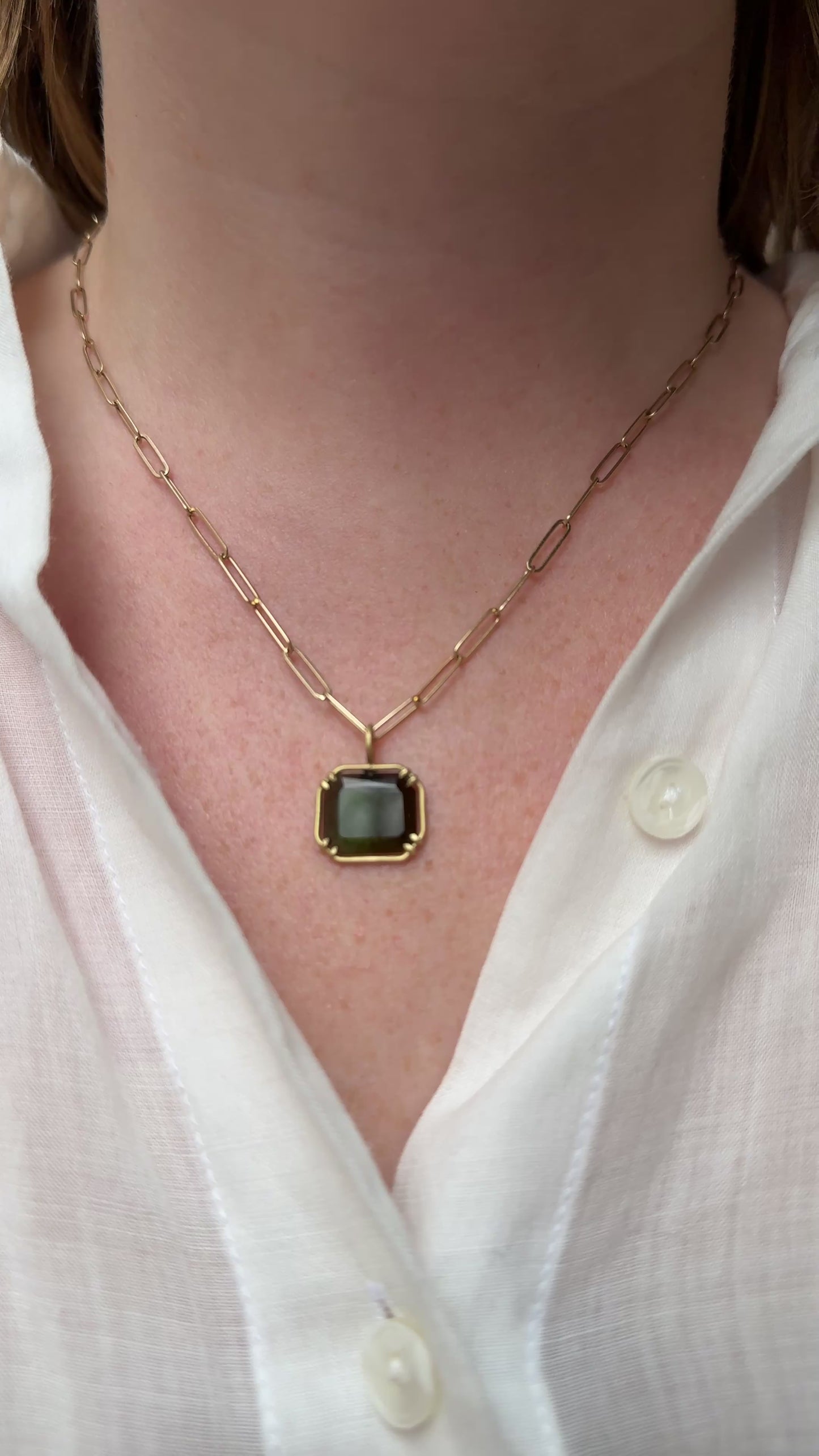 18k Gold Green Tourmaline Basket Pendant