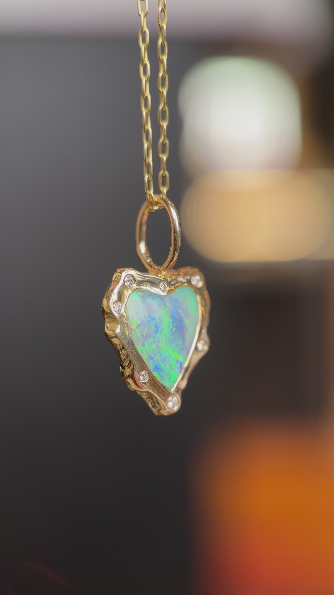 Load and play video in Gallery viewer, Petite Baleine 18k Opal Rebel Heart Necklace
