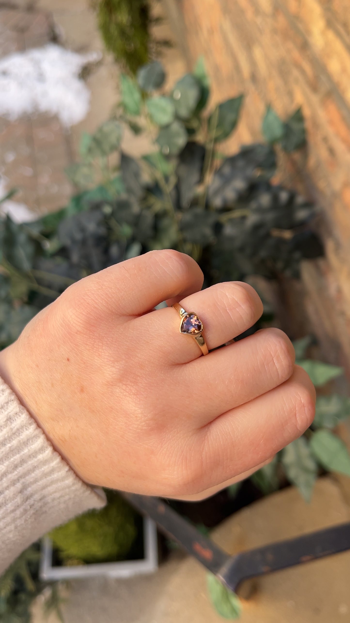 14k Gold Pink Tourmaline Heart Ring