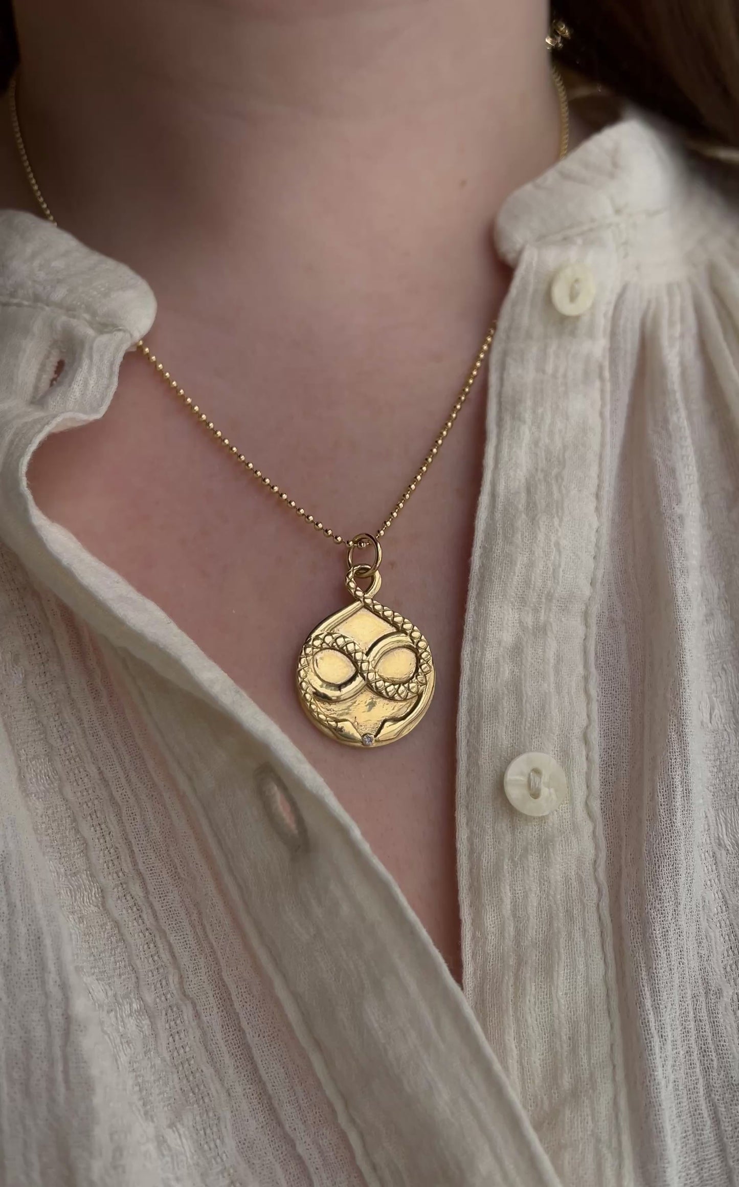 14k Gold Infinity Ouroboros Snake Pendant