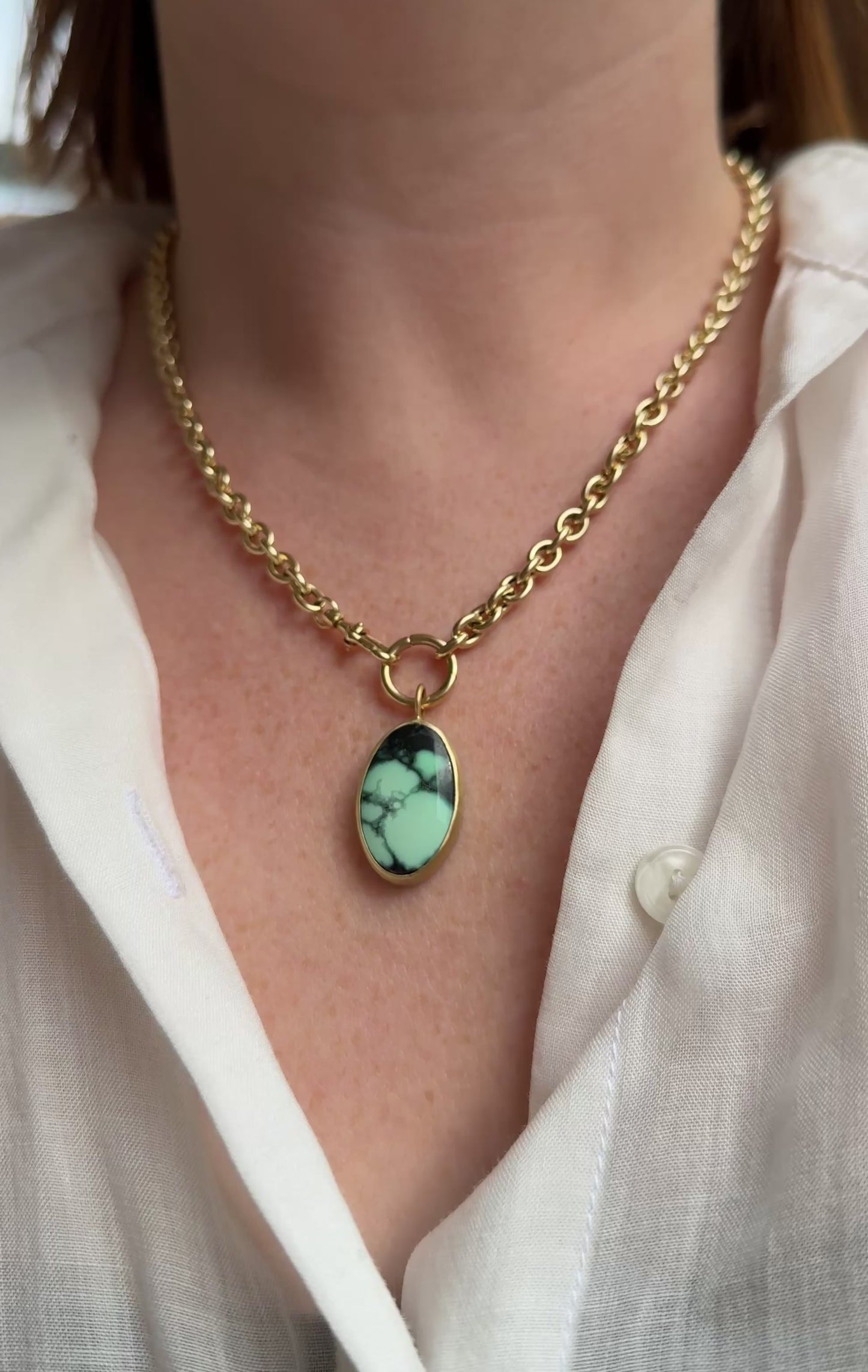 14k + Silver Variscite Bezel Pendant