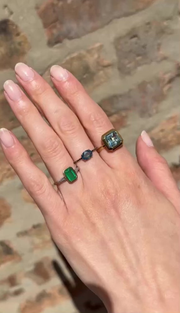 18k Gold Brazilian Emerald & Diamond Eternal Ring