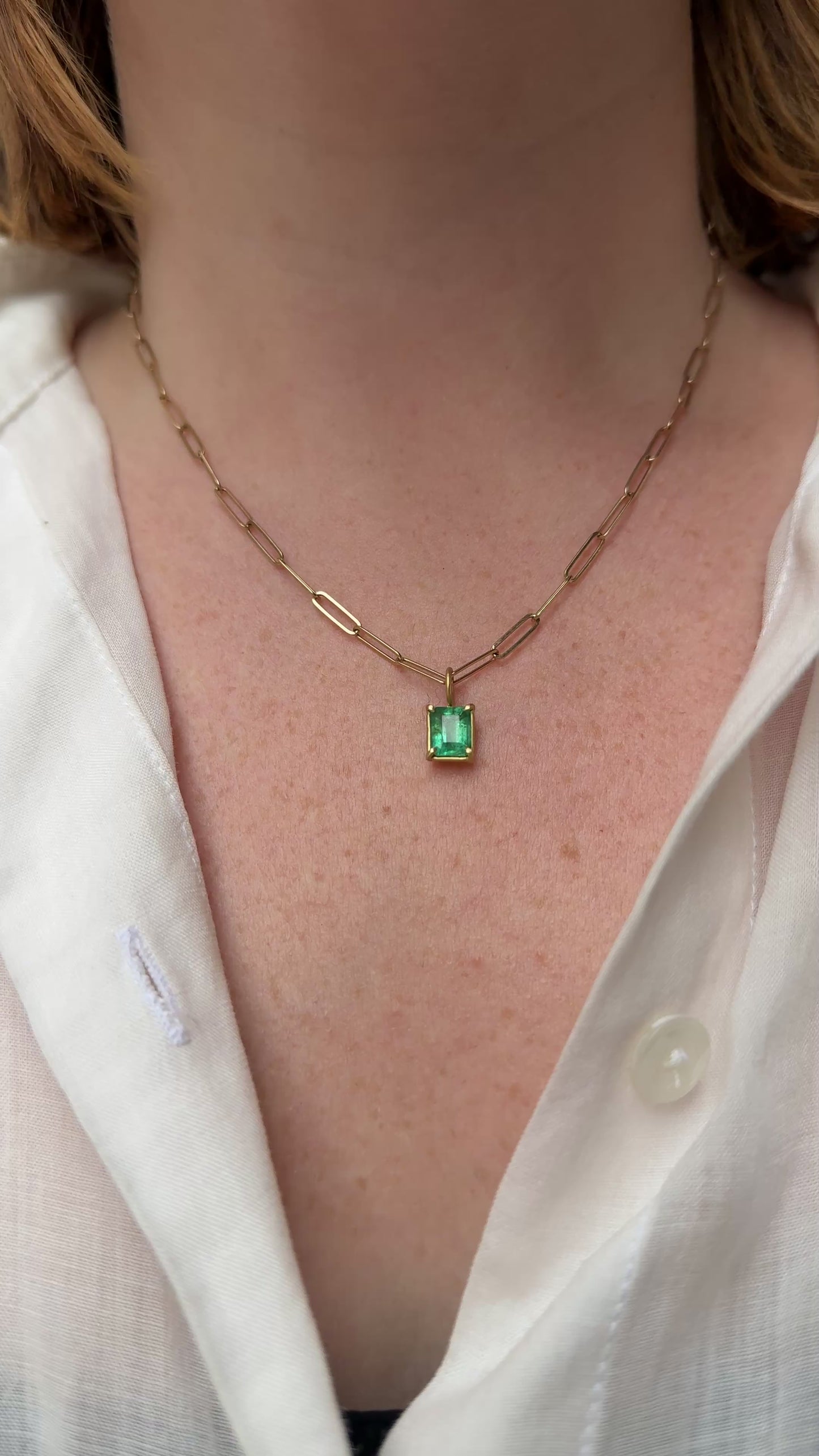 18k Gold Emerald Basket Pendant